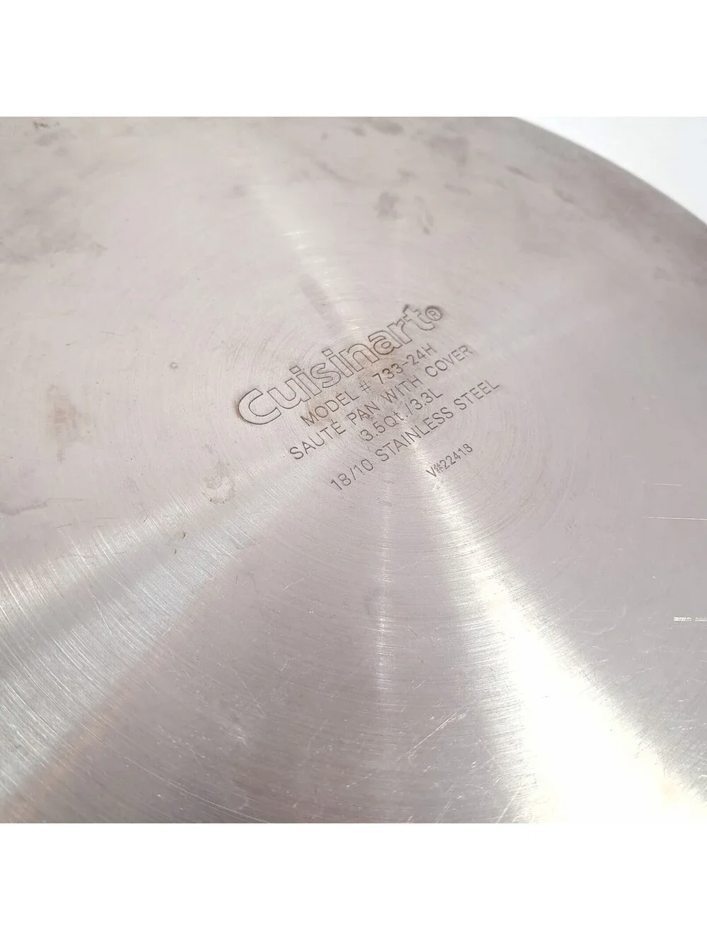 Cuisinart 3.5qt quarter Saute Pan Long Handle lid 18/10 Stainless Steel #733-24H